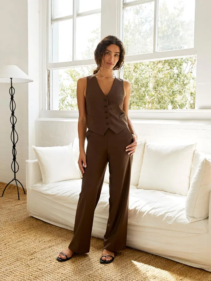 Women Matteau 8211 Relaxed Tailored Trouser In Coffee The UNDONE Pants