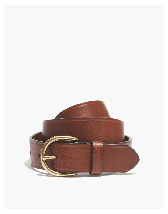 Women Medium Perfect Leather Belt Pecan Madewell Belts
