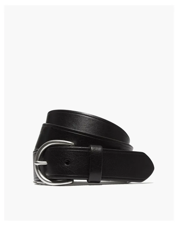 Women Medium Perfect Leather Belt True Black With Silver Madewell Belts