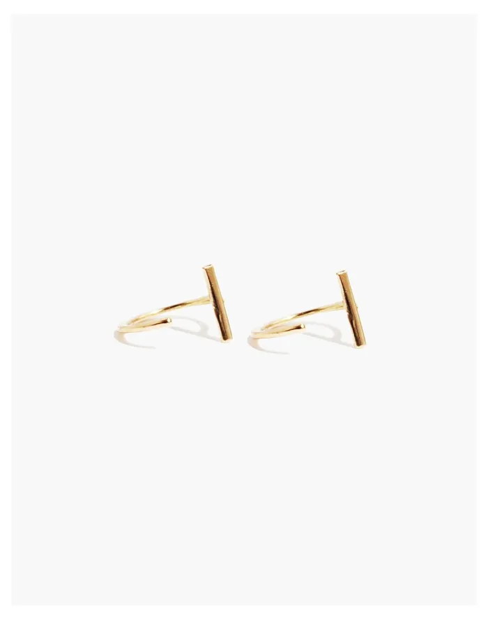 Women Melissa Joy Manning 14k Gold Bar Hug Hoop Earrings Gold Madewell Fine Jewelry