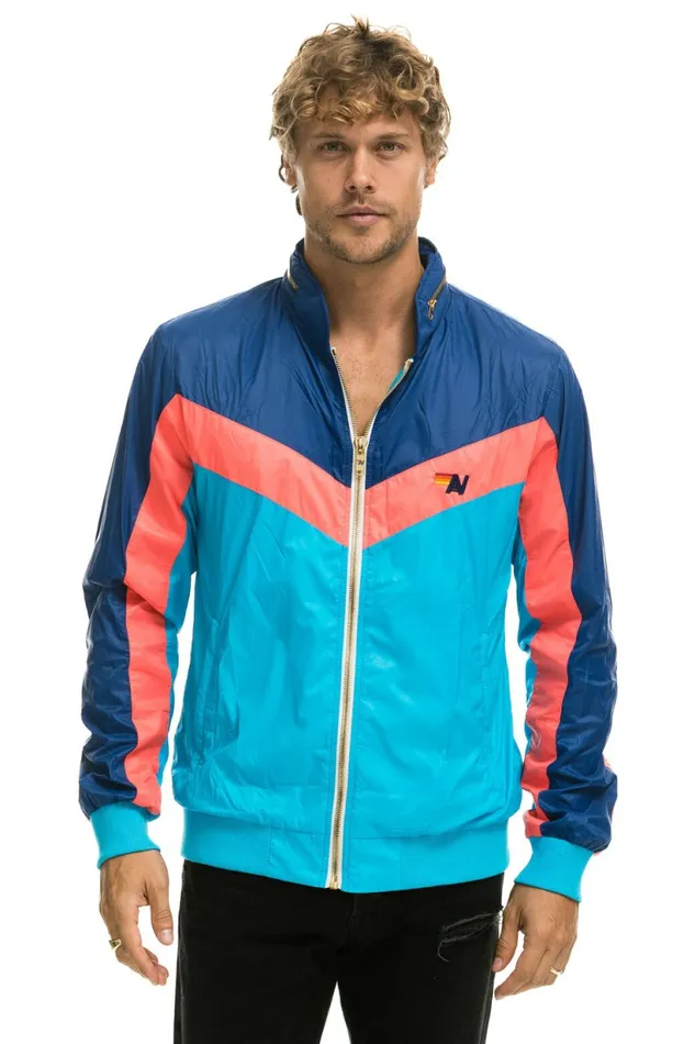Women MEN039S WINDBREAKER JACKET NEON BLUE Aviator Nation Outerwear Women MEN039S WINDBREAKER JACKET NEON BLUE Aviator Nation Outerwear