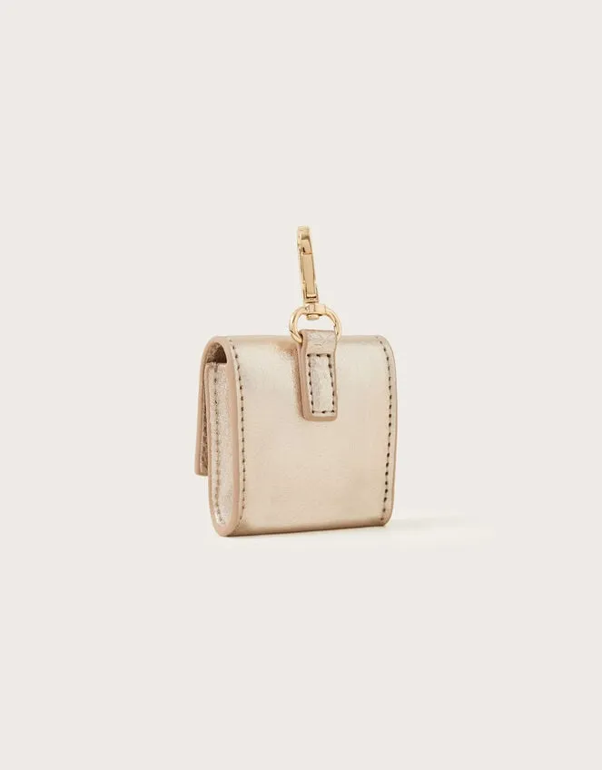 Women Metallic Leather Ear Pod Case Gold Monsoon Bags and Purses