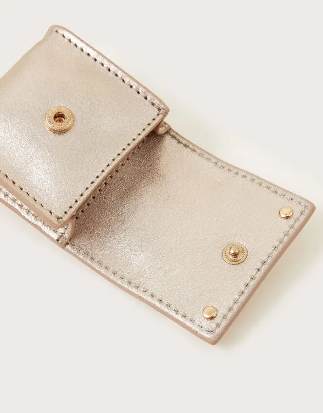 Women Metallic Leather Ear Pod Case Gold Monsoon Bags and Purses