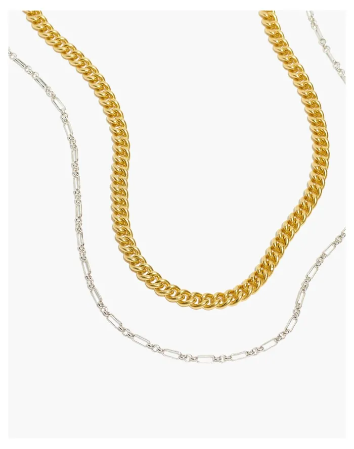 Women Mixed Metal Chain Necklace Set Mixed Metal Madewell Necklaces