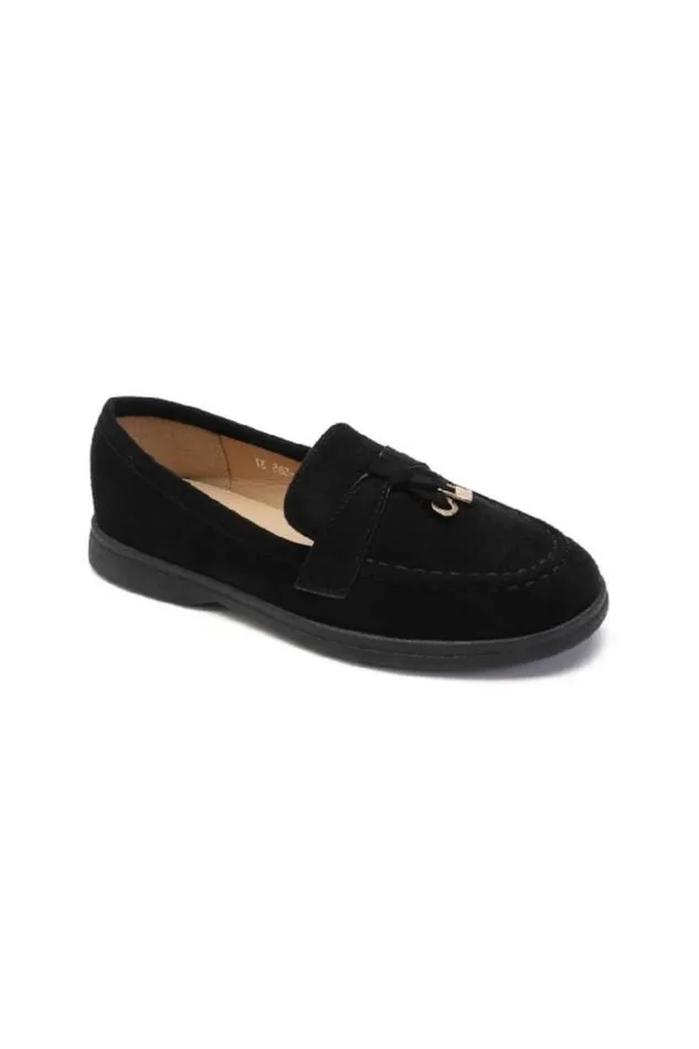 Women Mocassin En Velours Noir Black Brentiny Paris Loafers