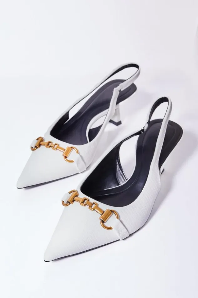 Women Mule Blanche Talons Crocodile White Brentiny Paris Sandals