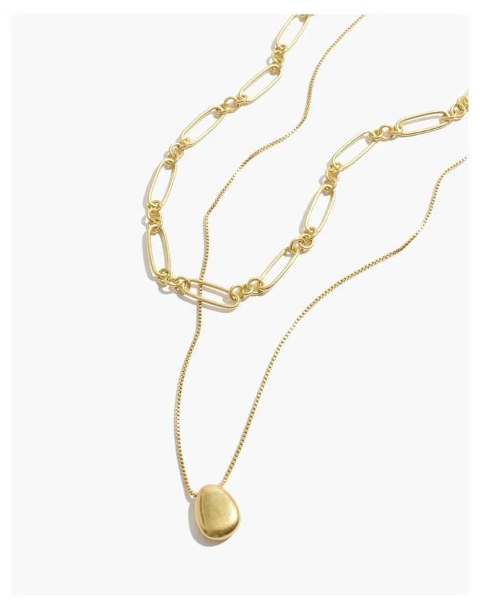 Women Muse Pendant Necklace Set Vintage Gold Madewell Necklaces
