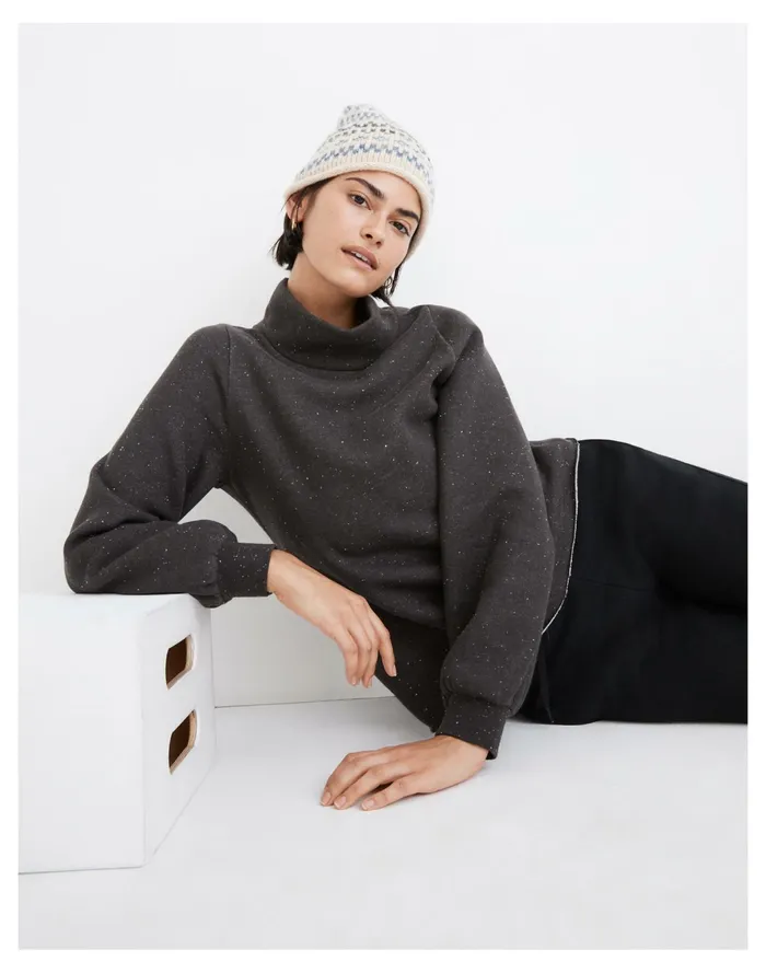 Women MWL Betterterry Relaxed Turtleneck Sweatshirt Hthr Donegal Charcoal Madewell Sweatshirts and Sweatpants Women MWL Betterterry Relaxed Turtleneck Sweatshirt Hthr Donegal Charcoal Madewell Sweatshirts and Sweatpants