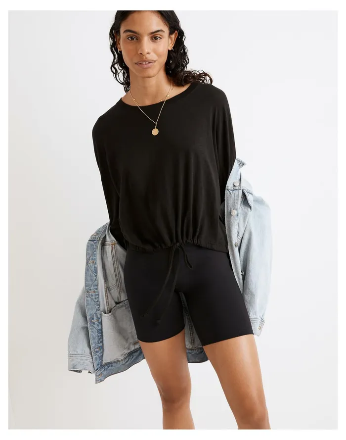 Women MWL Drawstring Tee True Black Madewell Activewear