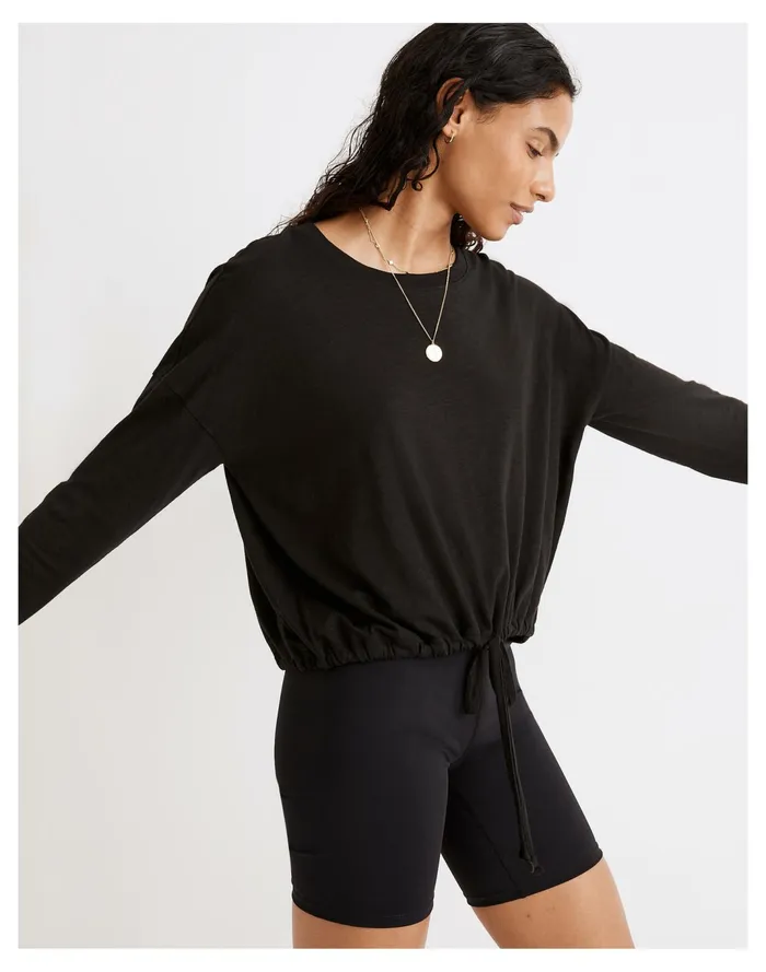 Women MWL Drawstring Tee True Black Madewell Activewear Women MWL Drawstring Tee True Black Madewell Activewear