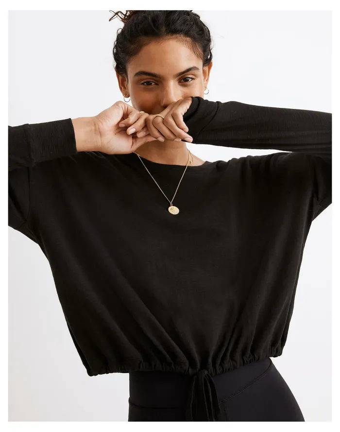 Women MWL Drawstring Tee True Black Madewell Activewear Women MWL Drawstring Tee True Black Madewell Activewear