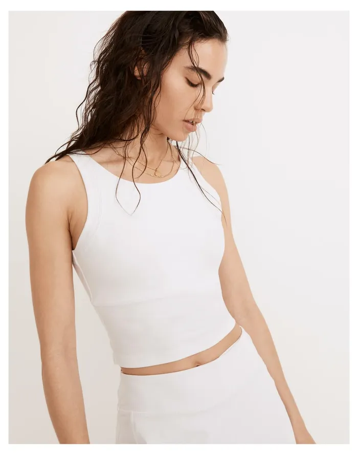 Women MWL Flex Cutout Back Tank Eyelet White Madewell Activewear Women MWL Flex Cutout Back Tank Eyelet White Madewell Activewear