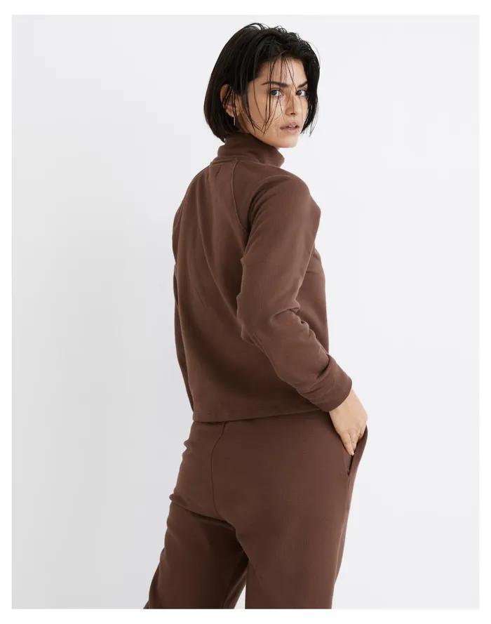Women MWL Ribbed Half Zip Raglan Sweatshirt Hot Cocoa Madewell MWL Athleisure Women MWL Ribbed Half Zip Raglan Sweatshirt Hot Cocoa Madewell MWL Athleisure