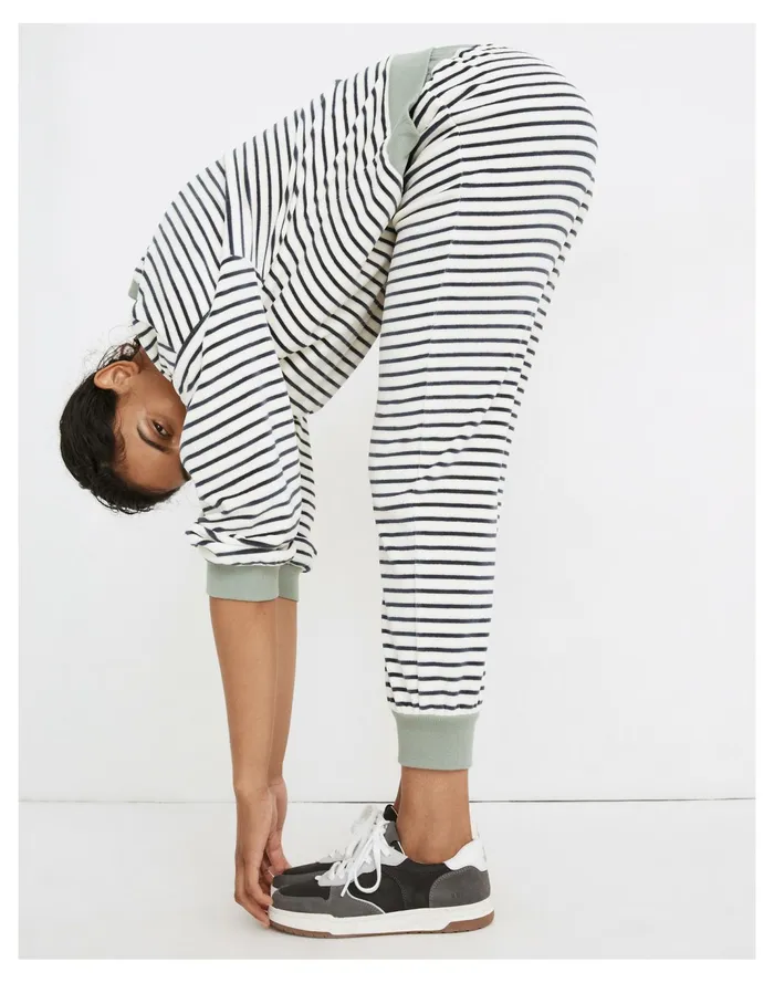 Women MWL Velour Slim Joggers In Stripe Antique Cream Madewell MWL Athleisure Women MWL Velour Slim Joggers In Stripe Antique Cream Madewell MWL Athleisure