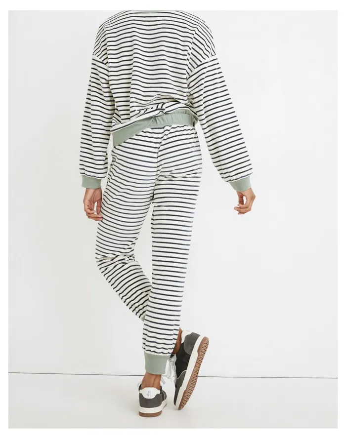 Women MWL Velour Slim Joggers In Stripe Antique Cream Madewell MWL Athleisure Women MWL Velour Slim Joggers In Stripe Antique Cream Madewell MWL Athleisure