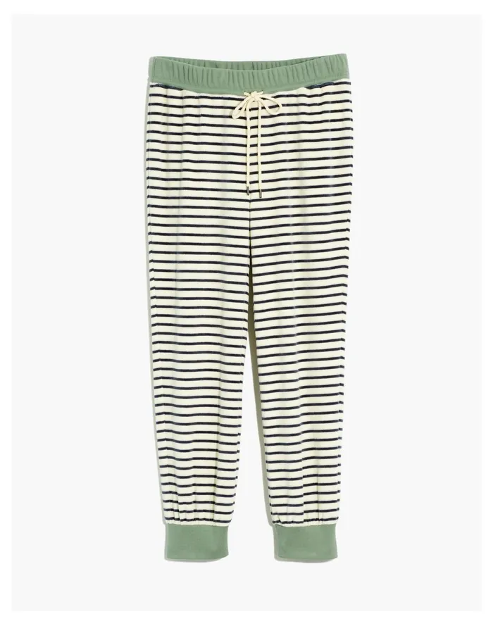 Women MWL Velour Slim Joggers In Stripe Antique Cream Madewell MWL Athleisure Women MWL Velour Slim Joggers In Stripe Antique Cream Madewell MWL Athleisure