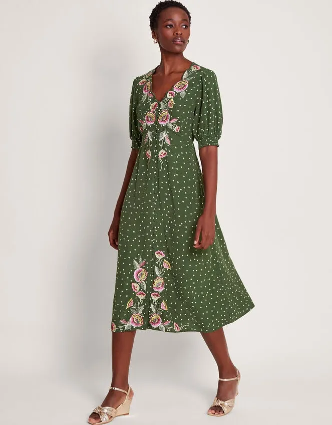 Women Myla Embroidered Tea Dress Green Monsoon Dresses