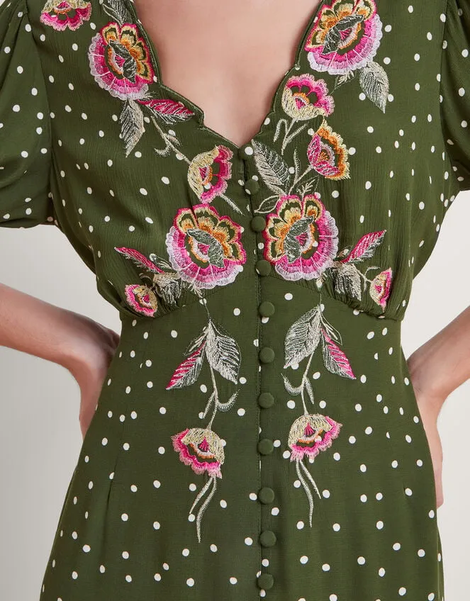 Women Myla Embroidered Tea Dress Green Monsoon Dresses