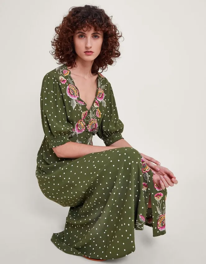 Women Myla Embroidered Tea Dress Green Monsoon Dresses