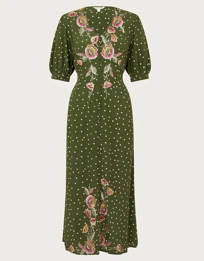 Women Myla Embroidered Tea Dress Green Monsoon Dresses