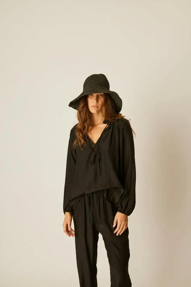 Women Natalie Martin Bottoms Bianca Pant Black Silk
