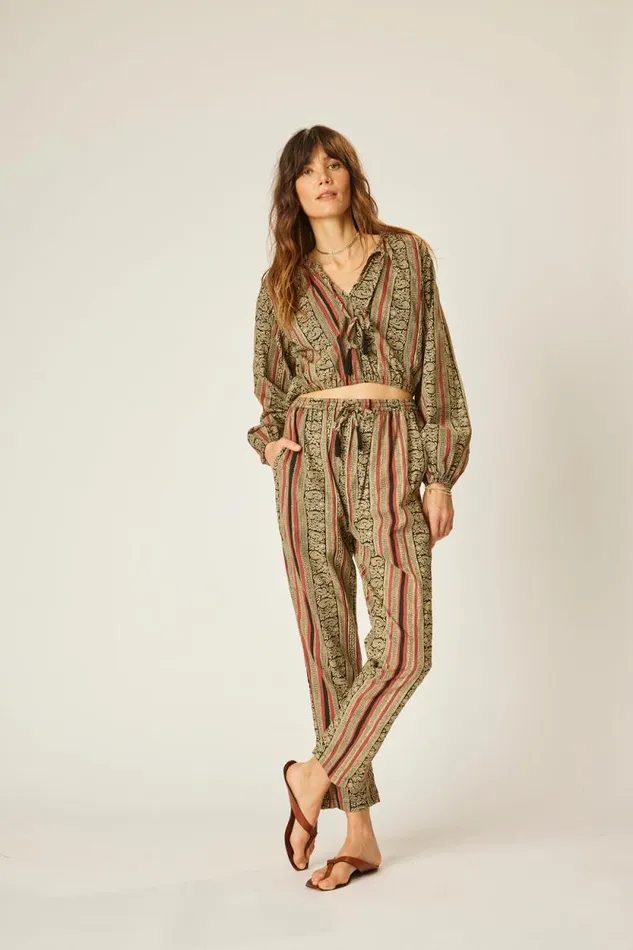 Women Natalie Martin Bottoms Bianca Pant Paisley Stripe Black