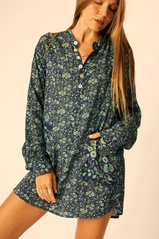 Women Natalie Martin Coverups Aprs Swim Shirt Petite Fleur Marine