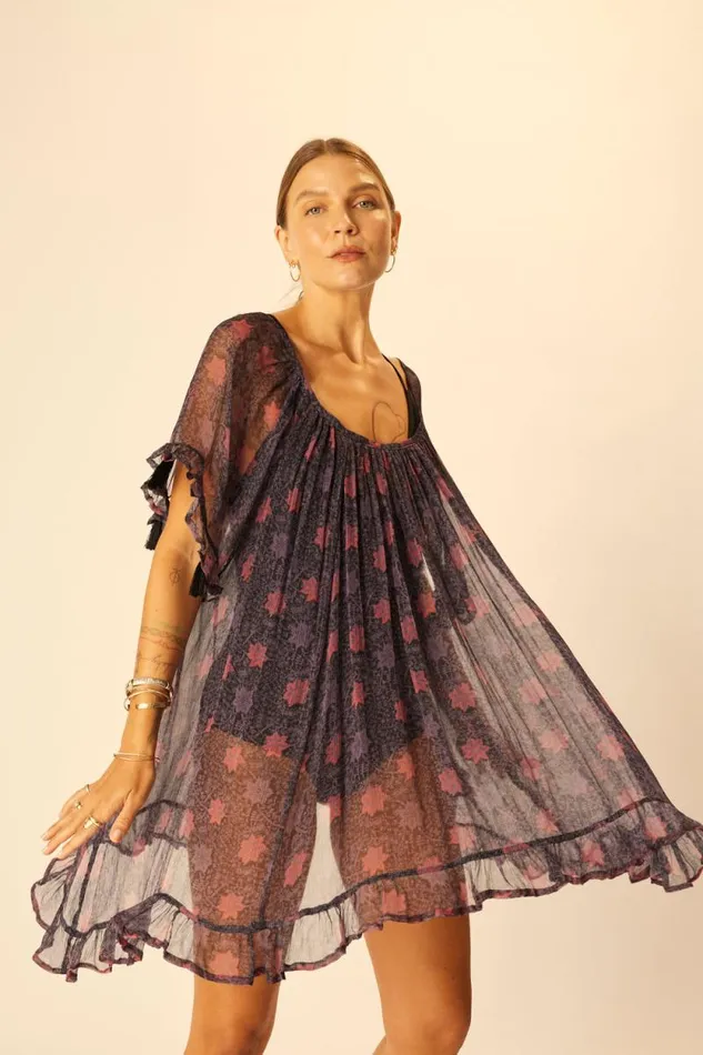 Women Natalie Martin Coverups Marina Dress Snowflake Aubergine