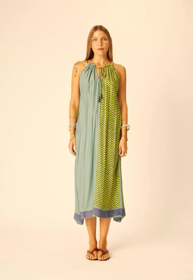 Women Natalie Martin Coverups Marlien Dress Block Zigzag Lime