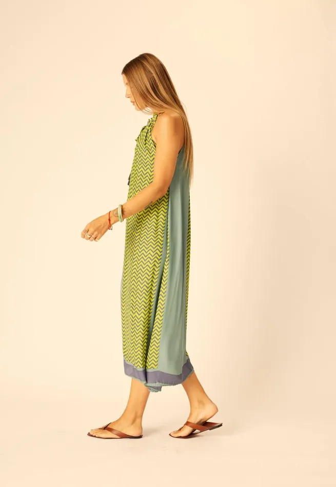 Women Natalie Martin Coverups Marlien Dress Block Zigzag Lime