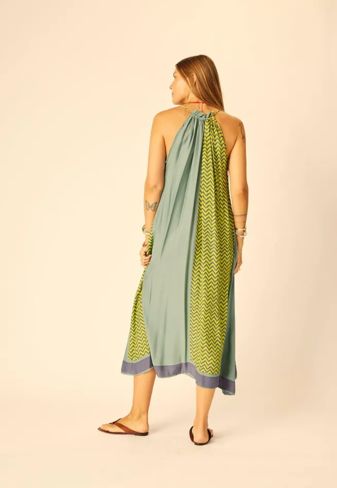 Women Natalie Martin Coverups Marlien Dress Block Zigzag Lime