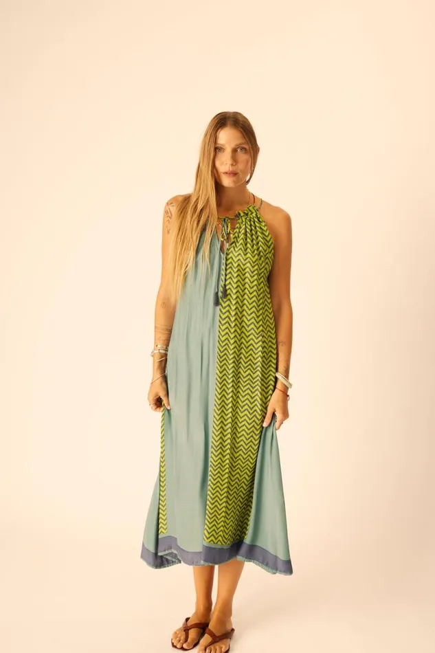 Women Natalie Martin Coverups Marlien Dress Block Zigzag Lime