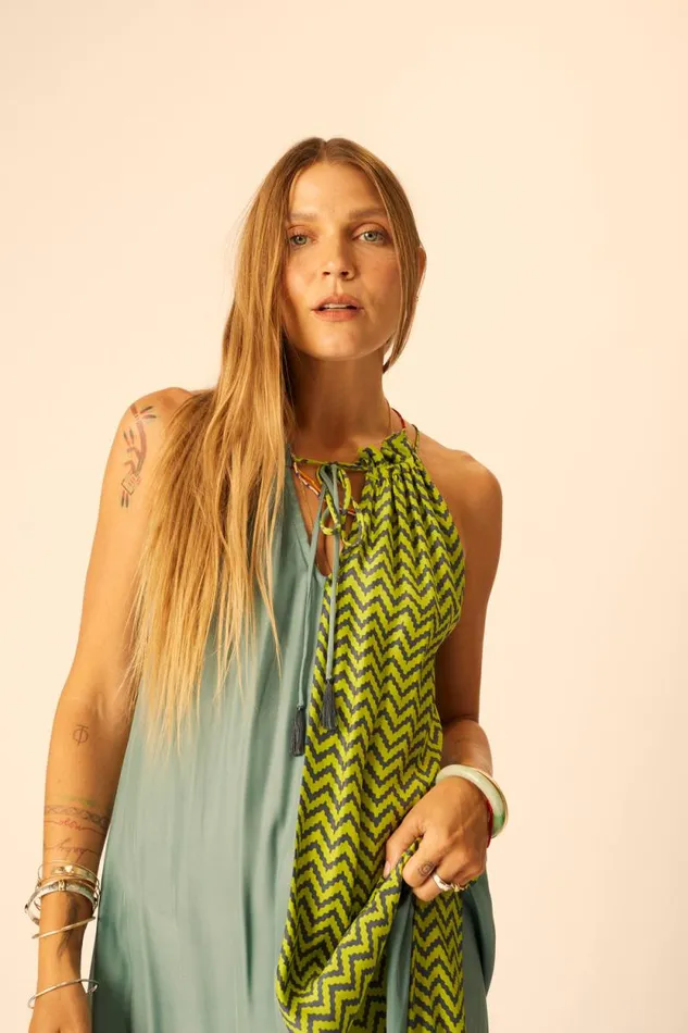 Women Natalie Martin Coverups Marlien Dress Block Zigzag Lime
