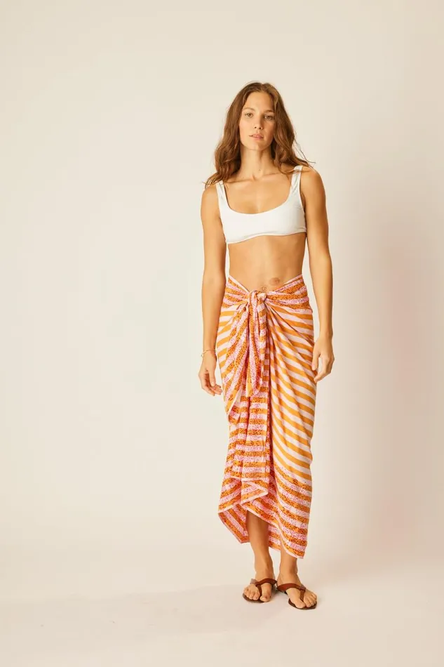 Women Natalie Martin Coverups Sarong Batik Chrysanthemum Orange
