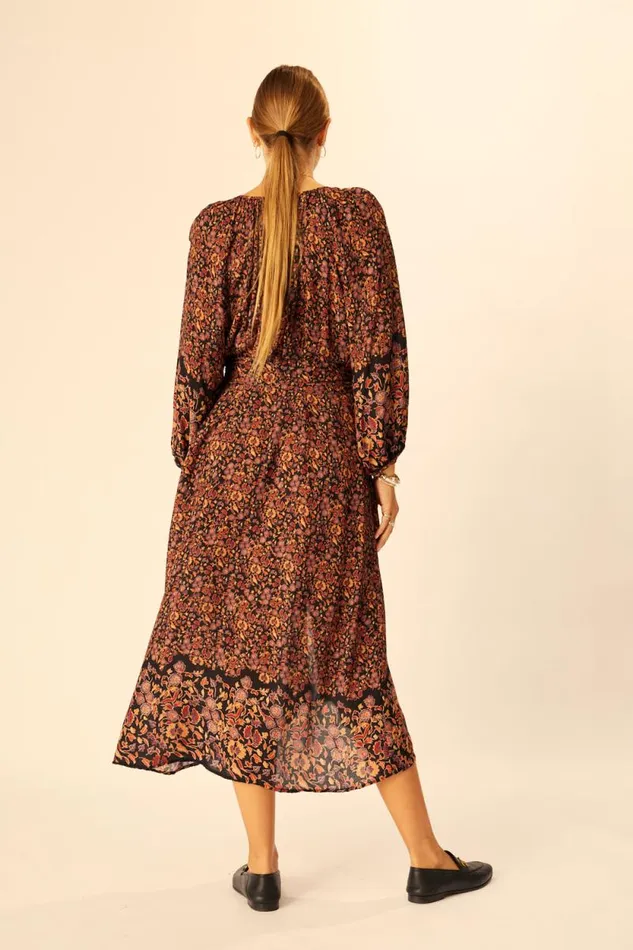 Women Natalie Martin Dresses Alex Midi With Sash Petite Fleur Aubergine
