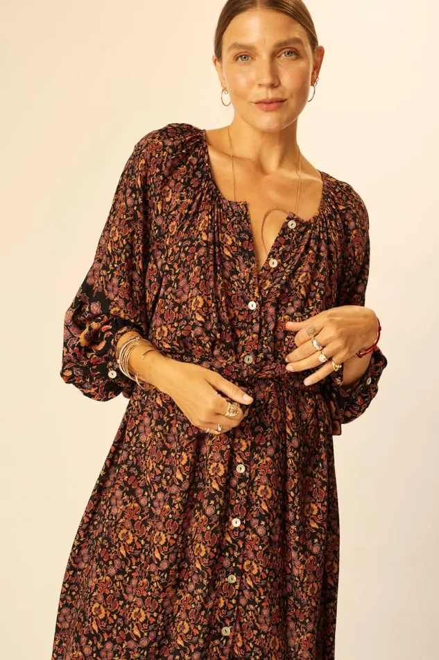 Women Natalie Martin Dresses Alex Midi With Sash Petite Fleur Aubergine