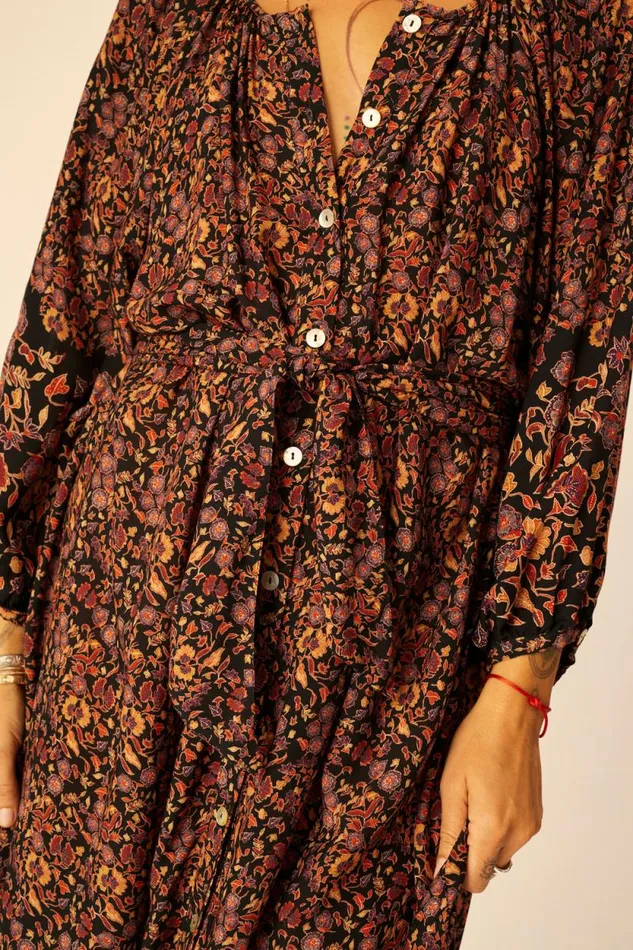 Women Natalie Martin Dresses Alex Midi With Sash Petite Fleur Aubergine