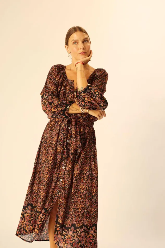Women Natalie Martin Dresses Alex Midi With Sash Petite Fleur Aubergine