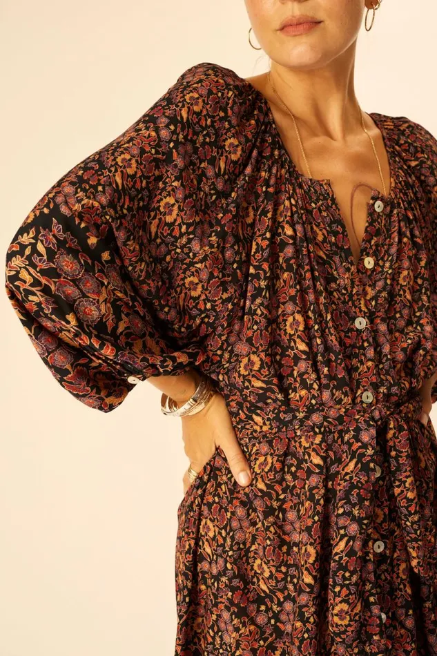 Women Natalie Martin Dresses Alex Midi With Sash Petite Fleur Aubergine