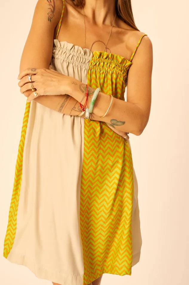 Women Natalie Martin Dresses Donna Dress Block Zigzag Tangerine