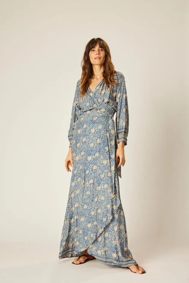 Women Natalie Martin Dresses Kate Long Sleeve Dress Water Lily Blue