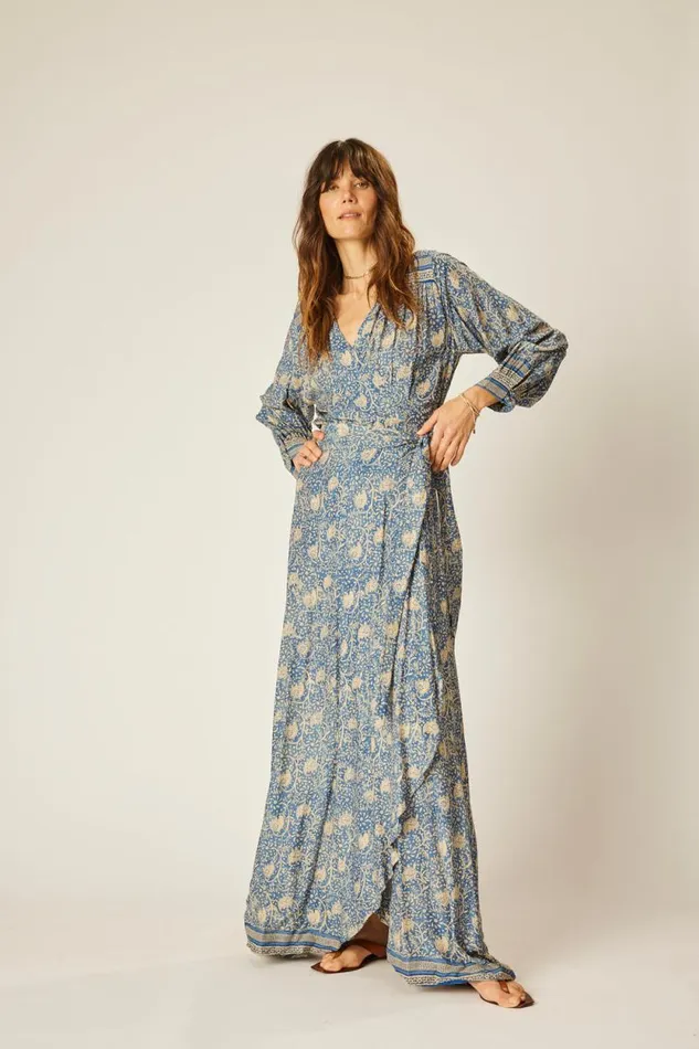 Women Natalie Martin Dresses Kate Long Sleeve Dress Water Lily Blue
