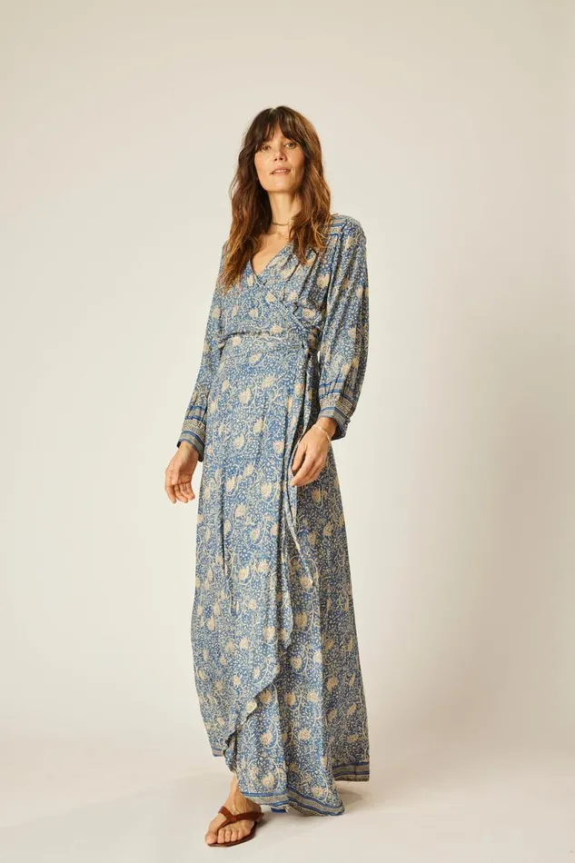 Women Natalie Martin Dresses Kate Long Sleeve Dress Water Lily Blue