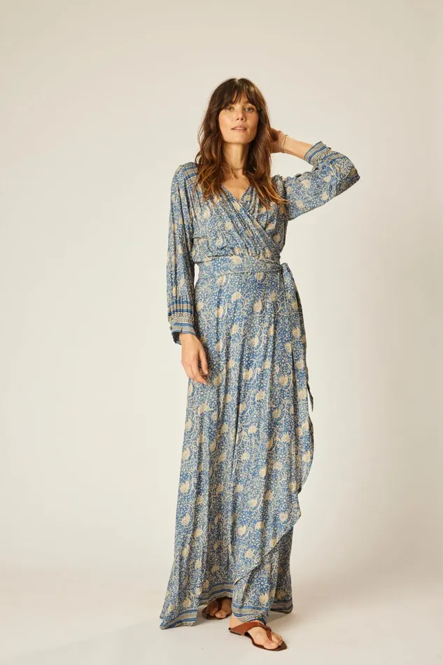 Women Natalie Martin Dresses Kate Long Sleeve Dress Water Lily Blue