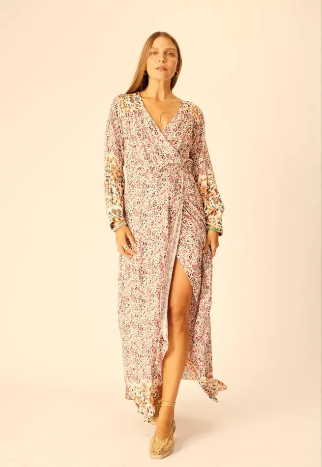 Women Natalie Martin Dresses Kate Long Sleeve Maxi Petite Fleur Rose