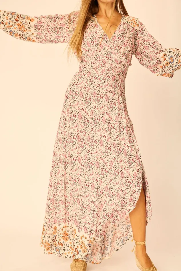 Women Natalie Martin Dresses Kate Long Sleeve Maxi Petite Fleur Rose