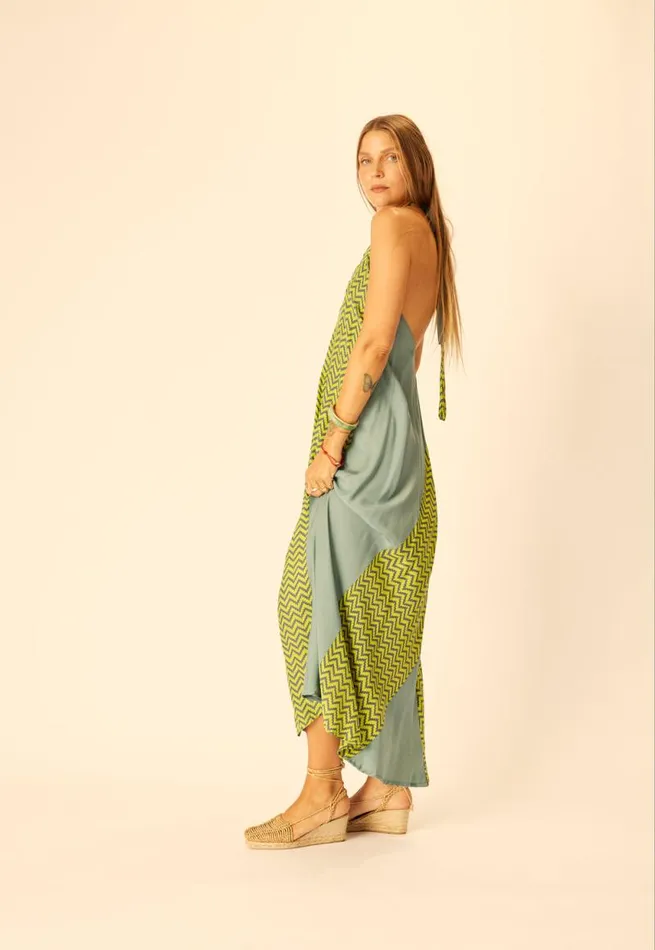 Women Natalie Martin Dresses Lola Dress Block Zigzag Lime