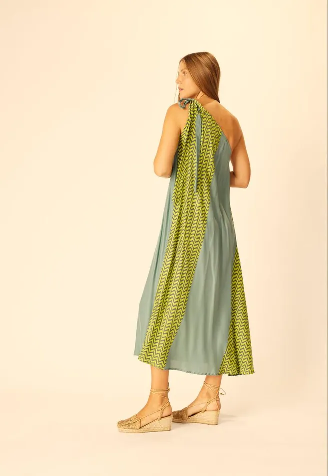 Women Natalie Martin Dresses Lola Dress Block Zigzag Lime