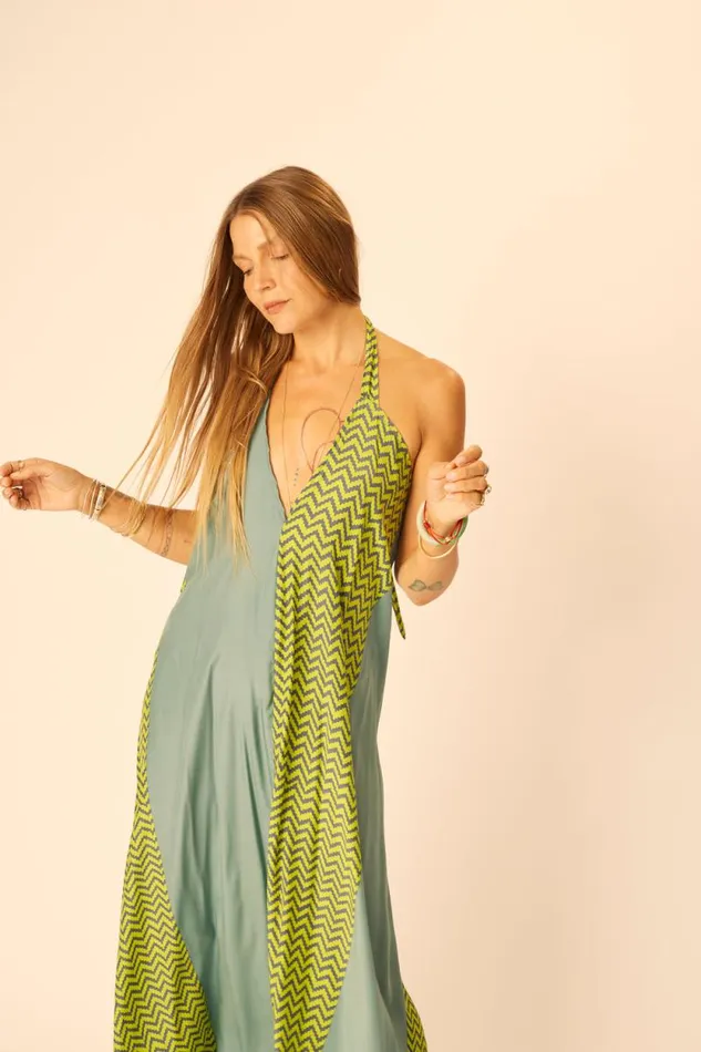 Women Natalie Martin Dresses Lola Dress Block Zigzag Lime