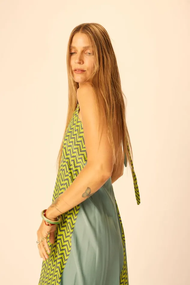 Women Natalie Martin Dresses Lola Dress Block Zigzag Lime
